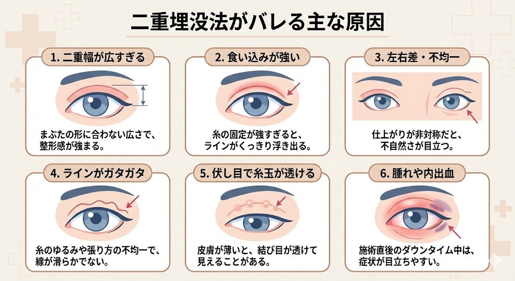 二重埋没法がバレる主な原因